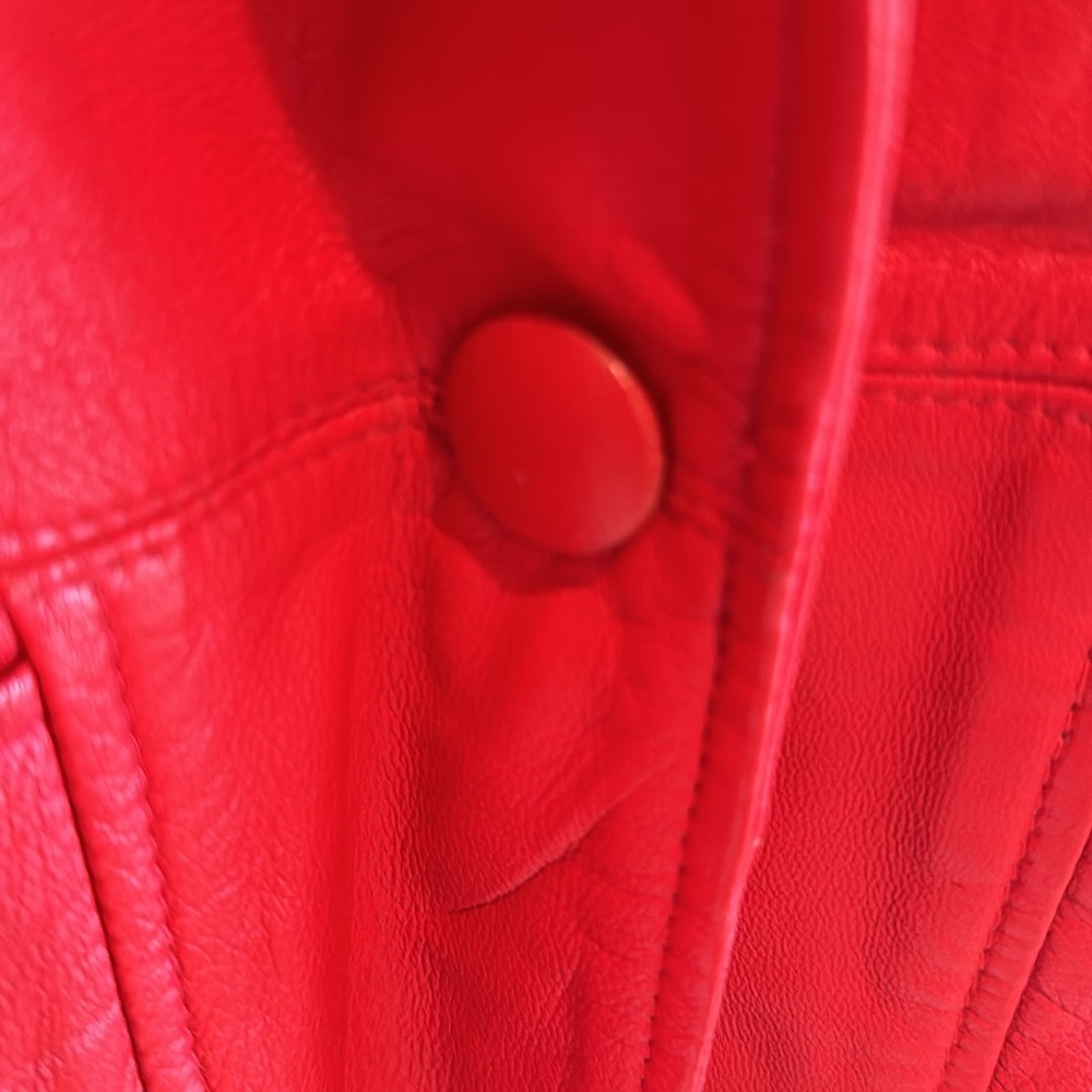 Women's Red Leather Vintage Jacket - Picture 8 of 14